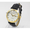 5ATM Waterproof Stainless Steel Automatic Watch with Leather Strap